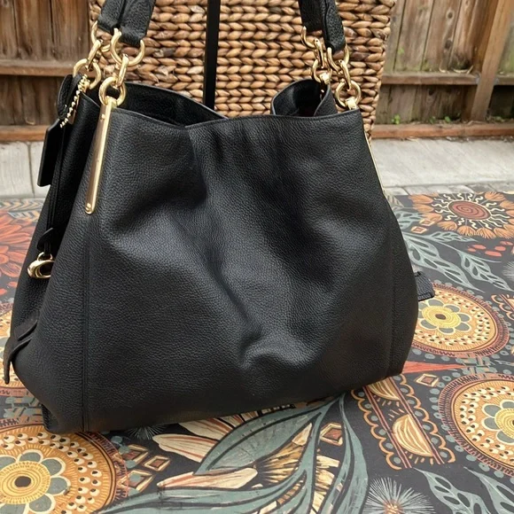 NIB - Coach Dalton 31 Polished Black Pebbled Leather Satchel 73545 - Picture 7 of 13